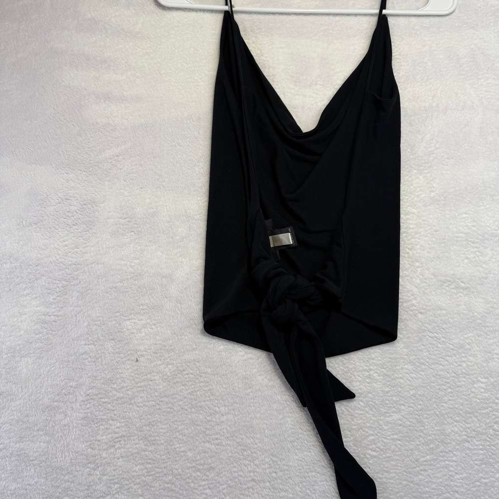 Express M Black Cowl Neck Tie Back Cami Minimalist Y2K Top - Picture 5 of 5
